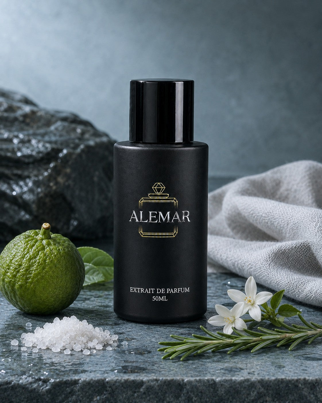 Alemar P005 aquatic extrait de parfum 50ml bottle scented with bergamot and marine notes