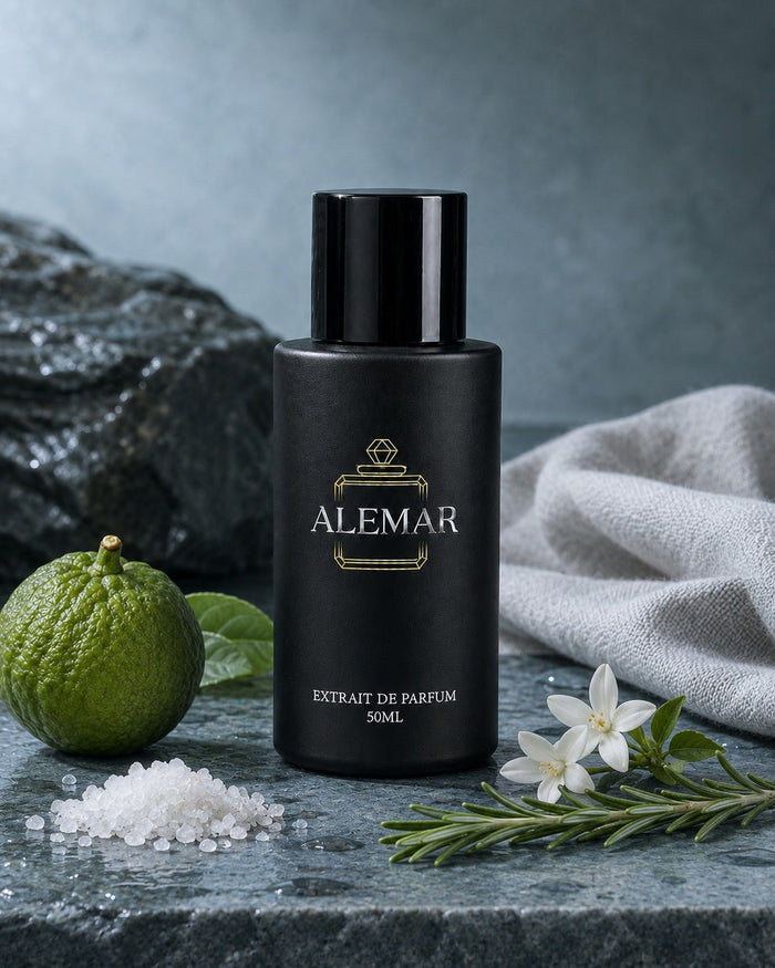 Alemar P005 aquatic extrait de parfum 50ml bottle scented with bergamot and marine notes