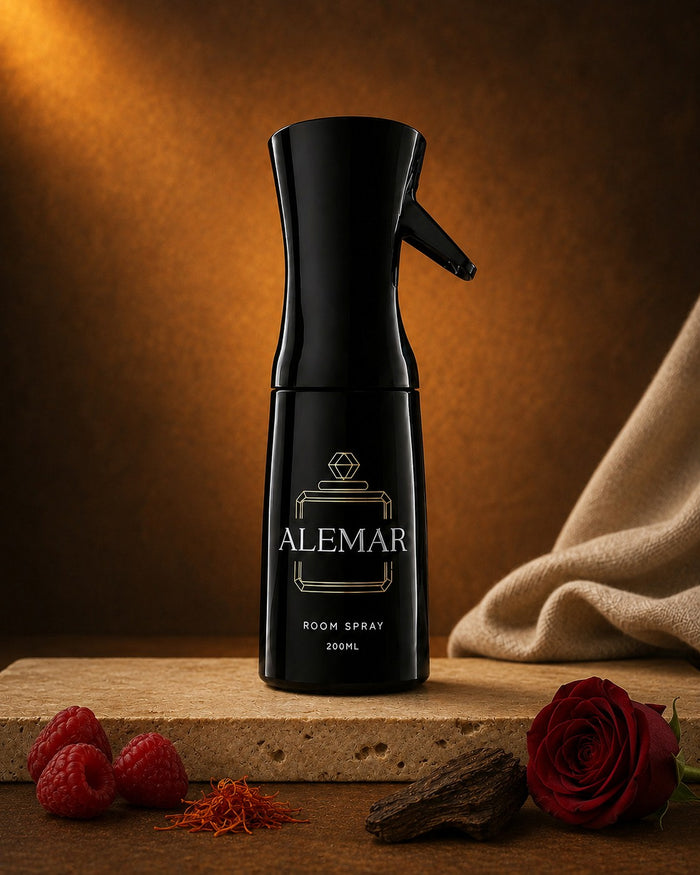 Alemar R009 amber room spray 200ml bottle scented with saffron and oud