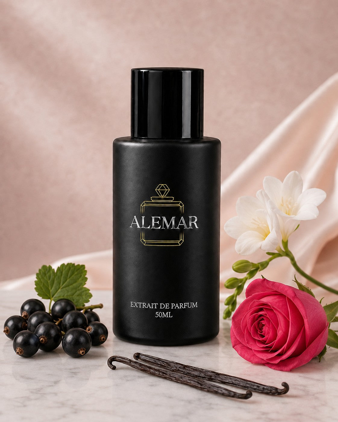 Alemar P012 floral extrait de parfum 50ml bottle scented with blackcurrant and vanilla