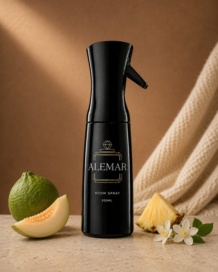 Alemar R014 gourmand room spray 200ml bottle scented with praline and patchouli