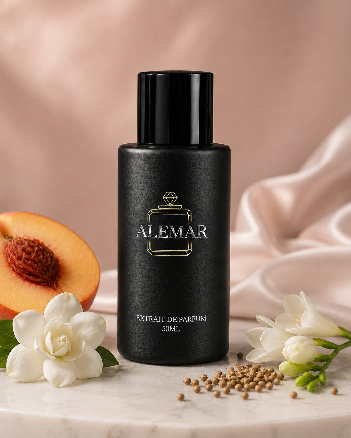 Alemar P017 floral extrait de parfum 50ml bottle scented with peach and gardenia