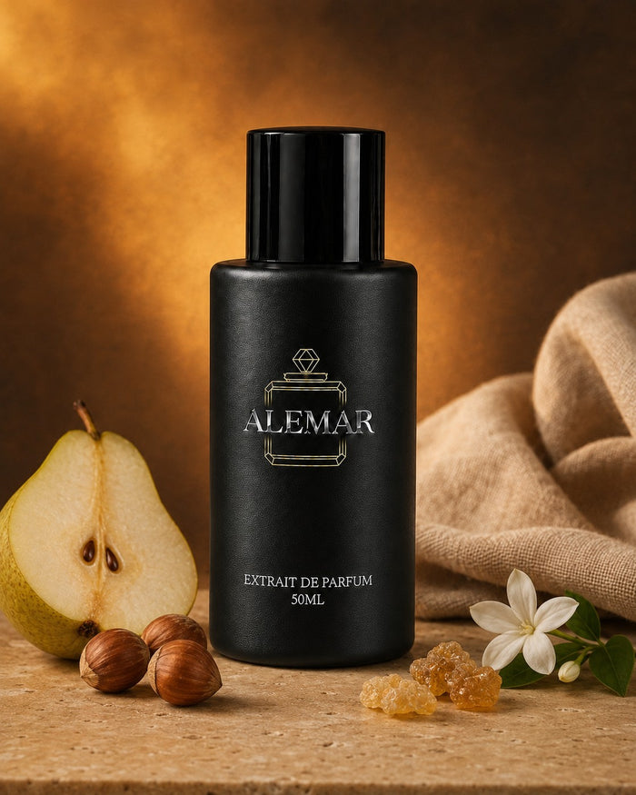 Alemar P018 amber extrait de parfum 50ml bottle scented with pear and hazelnut
