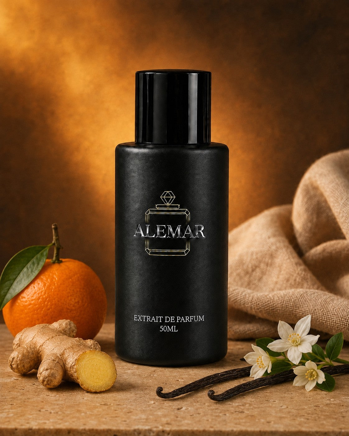Alemar P019 gourmand extrait de parfum 50ml bottle scented with salted vanilla and jasmine