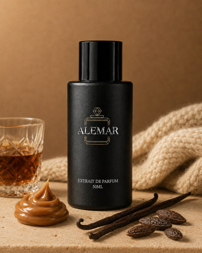 Alemar P023 gourmand extrait de parfum 50ml bottle scented with rum and caramel