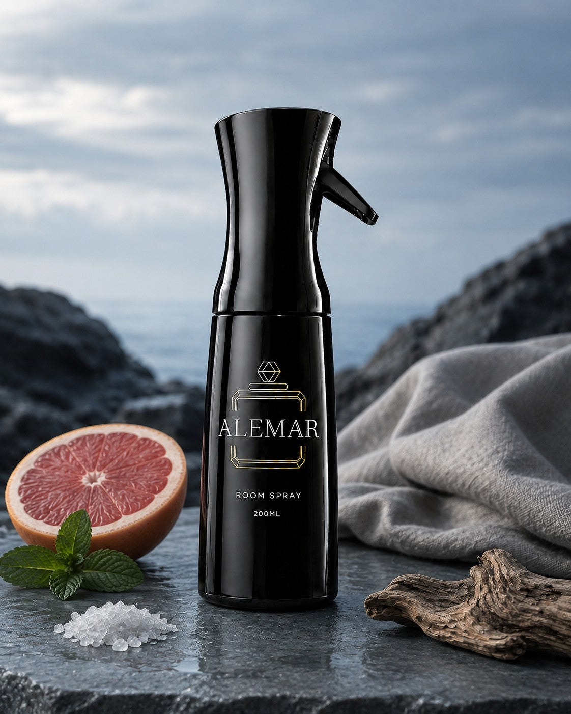 Alemar R025 aquatic room spray 200ml bottle scented with grapefruit and sea salt