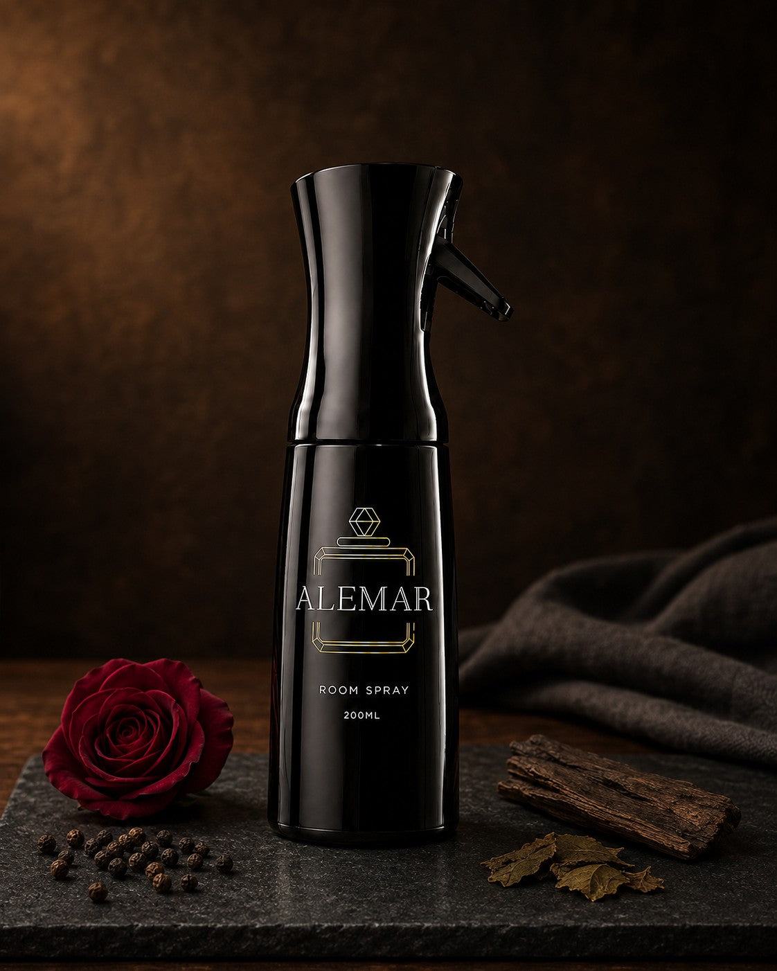 Alemar R026 woody room spray 200ml bottle scented with rose and oud