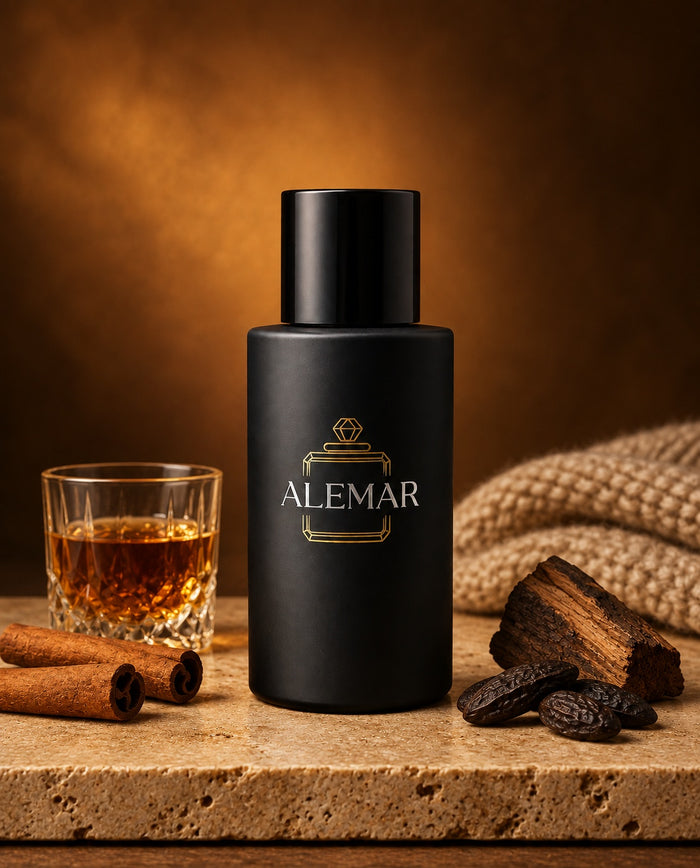 Alemar P030 gourmand extrait de parfum 50ml bottle scented with cognac and cinnamon