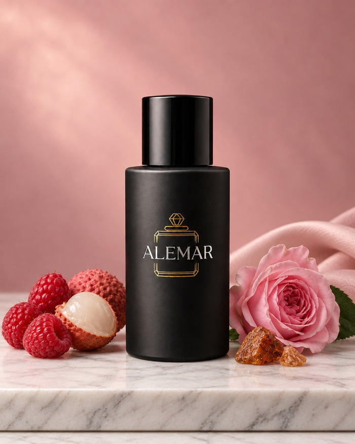 Alemar P031 floral extrait de parfum 50ml bottle scented with raspberry and Damask rose