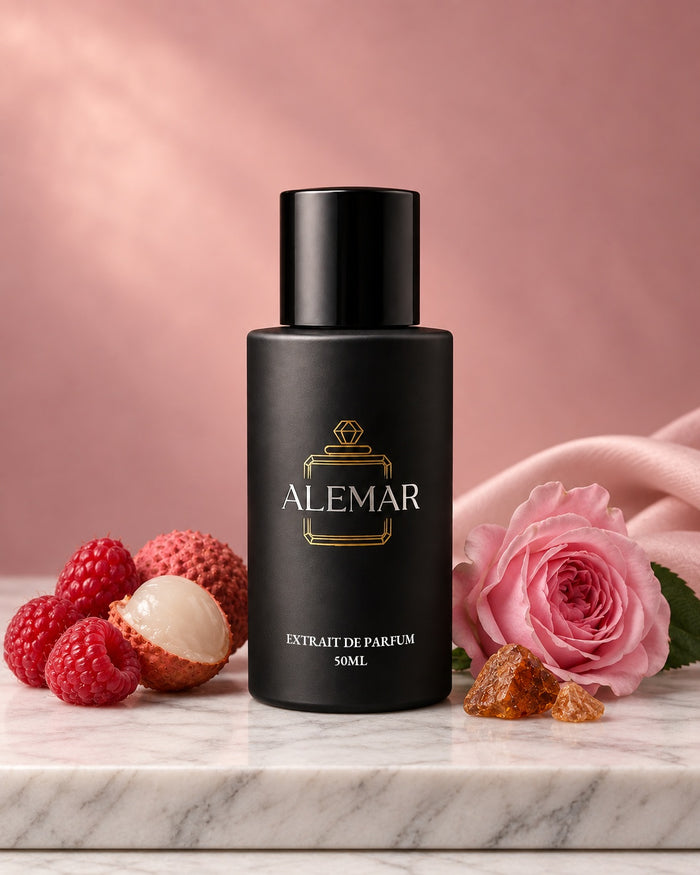 Alemar P031 floral extrait de parfum 50ml bottle scented with raspberry and Damask rose