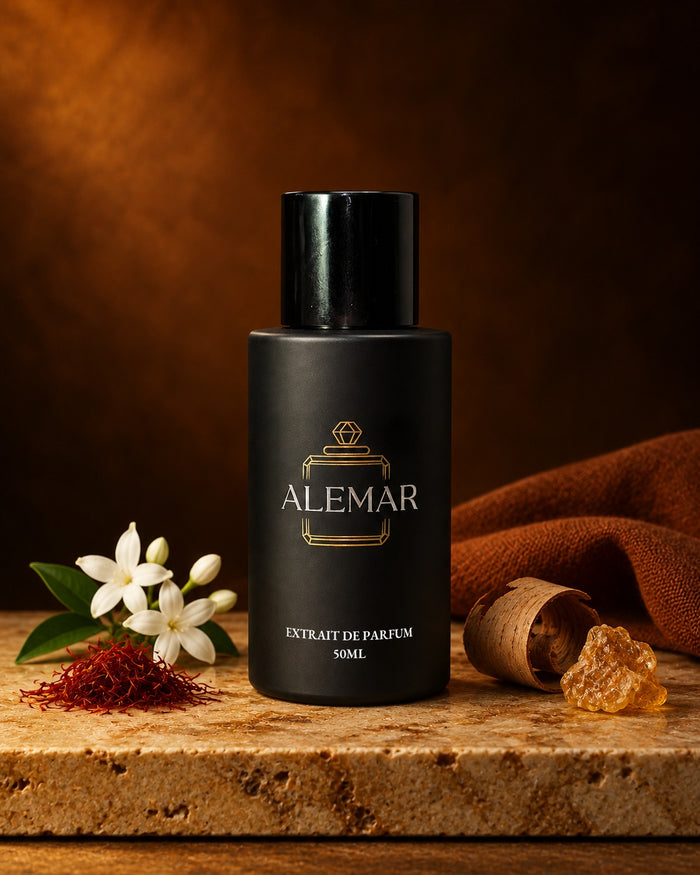 Alemar P034 amber extrait de parfum 50ml bottle scented with saffron and amberwood
