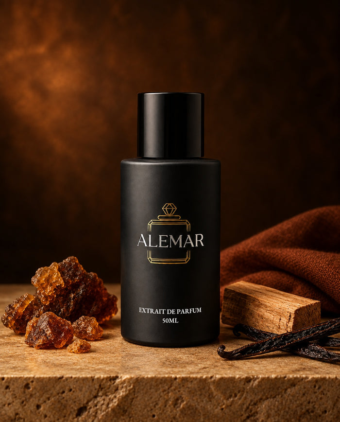 Alemar P035 amber extrait de parfum 50ml bottle scented with myrrh and vanilla