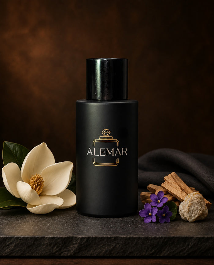 Alemar P036 woody extrait de parfum 50ml bottle scented with ambrette and magnolia