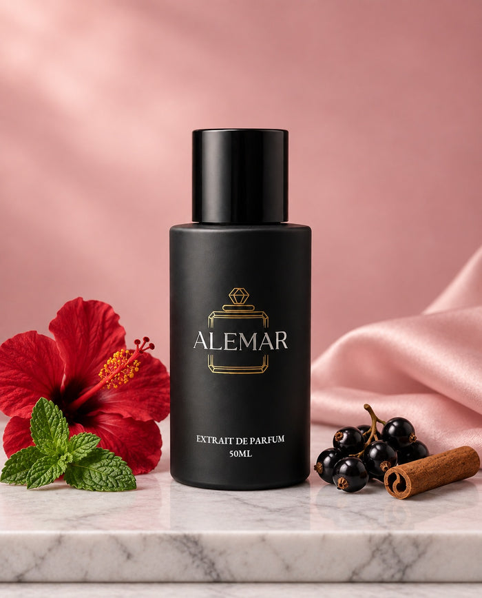 Alemar P038 floral extrait de parfum 50ml bottle scented with hibiscus and cassis