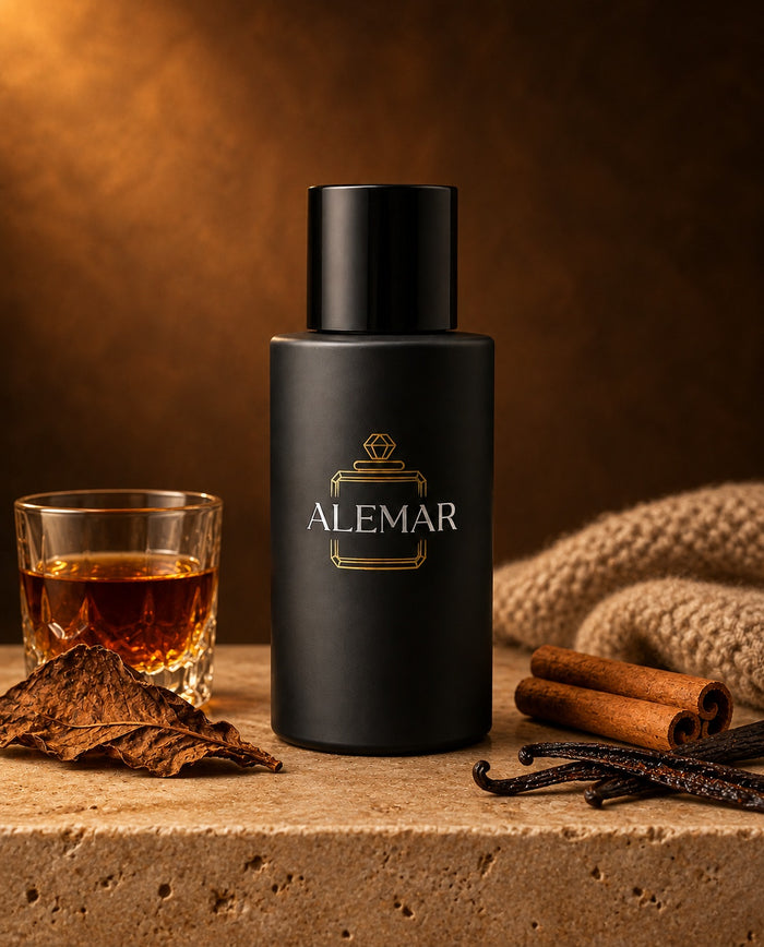Alemar P040 gourmand extrait de parfum 50ml bottle scented with rum and tobacco