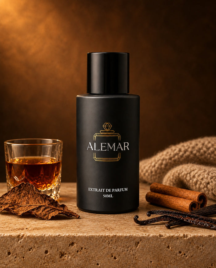 Alemar P040 gourmand extrait de parfum 50ml bottle scented with rum and tobacco