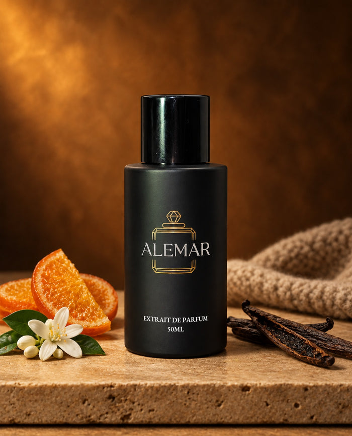 Alemar P044 gourmand extrait de parfum 50ml bottle scented with candied citrus and vanilla