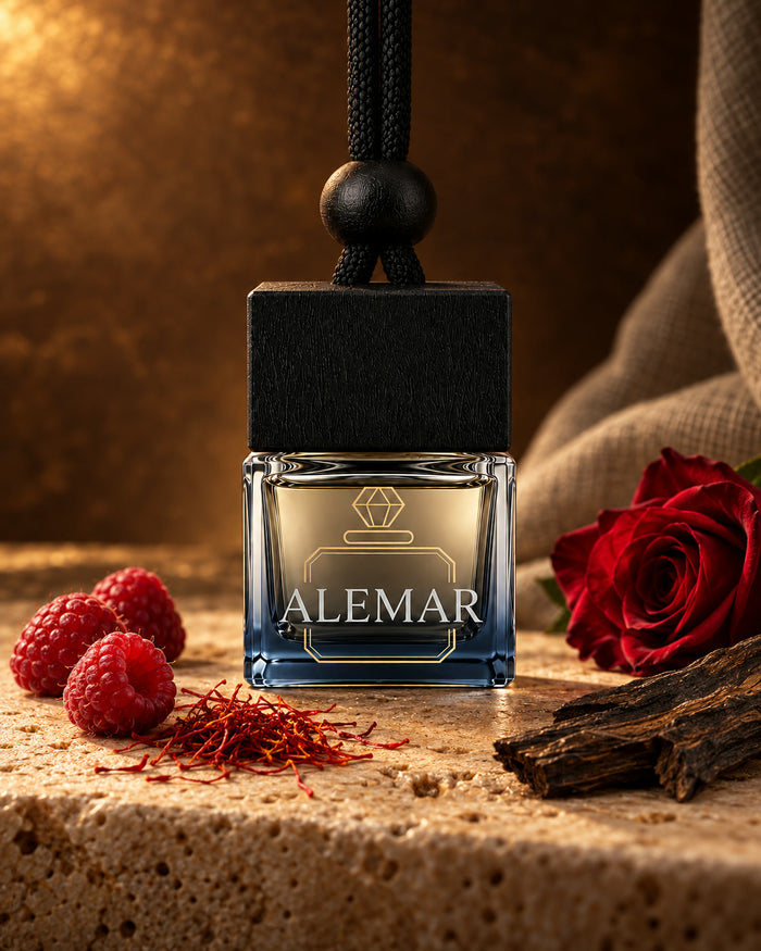 Alemar C009 amber hanging car diffuser 8ml scented with saffron and oud