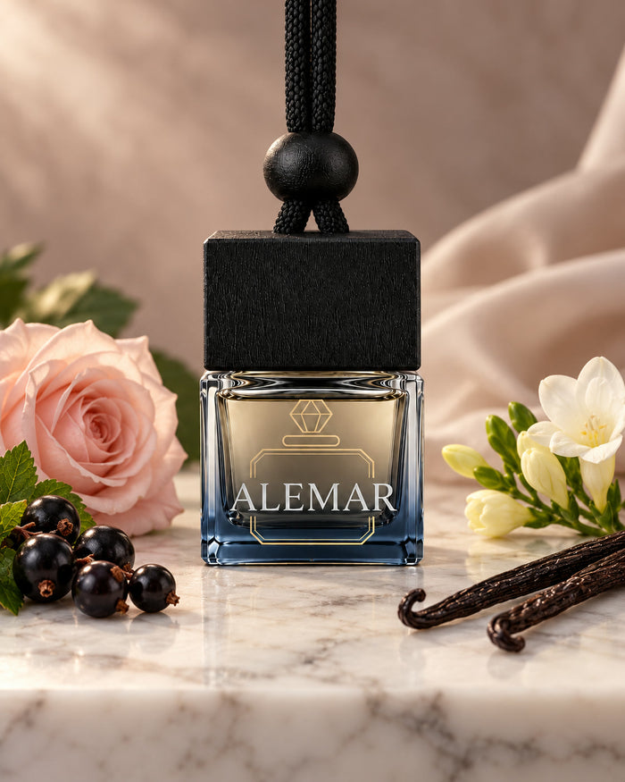 Alemar C012 floral hanging car diffuser 8ml scented with blackcurrant and vanilla