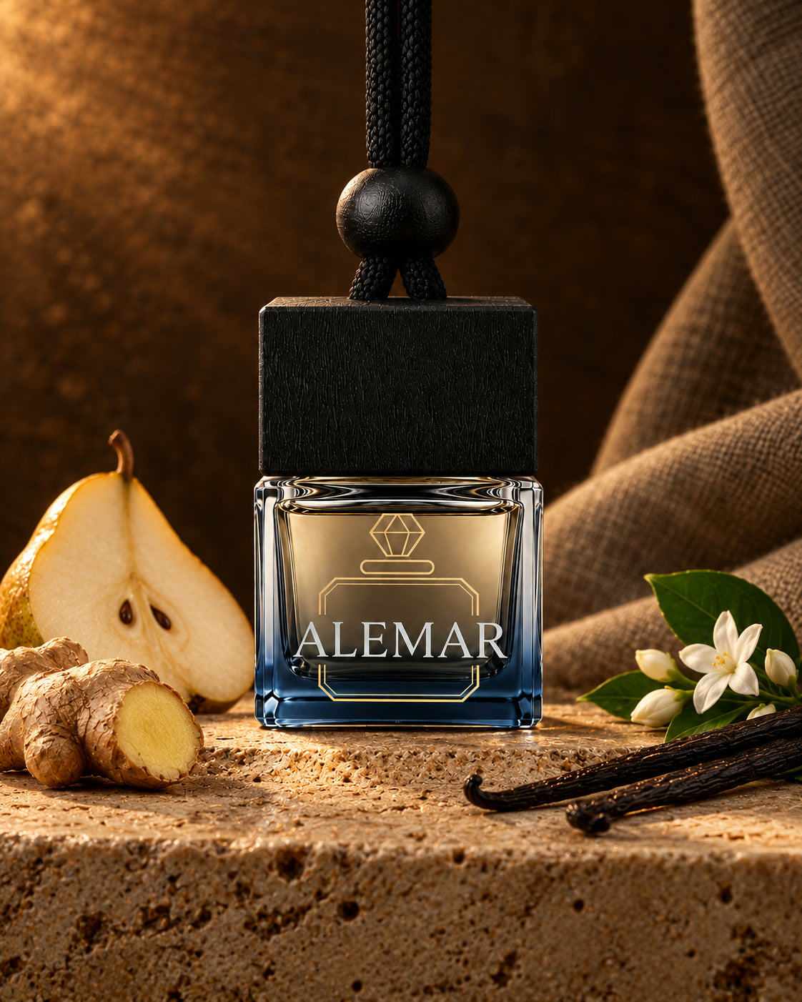 Alemar C016 amber hanging car diffuser 8ml scented with pear and vanilla