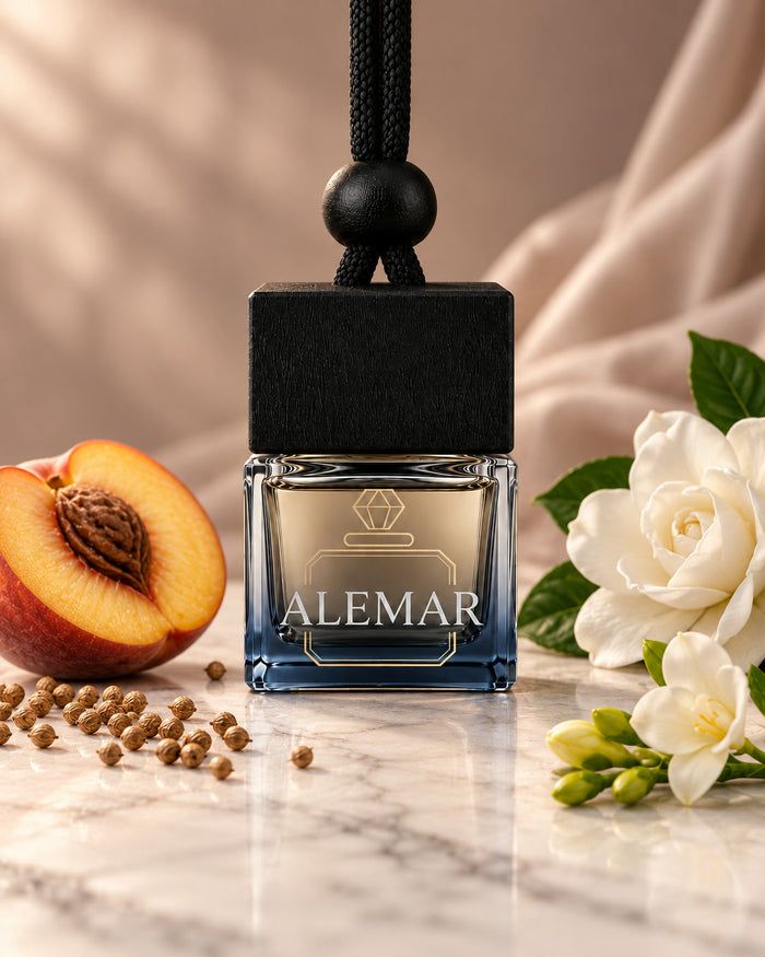 Alemar C017 floral hanging car diffuser 8ml scented with peach and gardenia