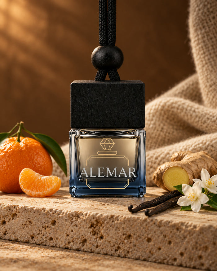 Alemar C019 gourmand hanging car diffuser 8ml scented with salted vanilla and jasmine
