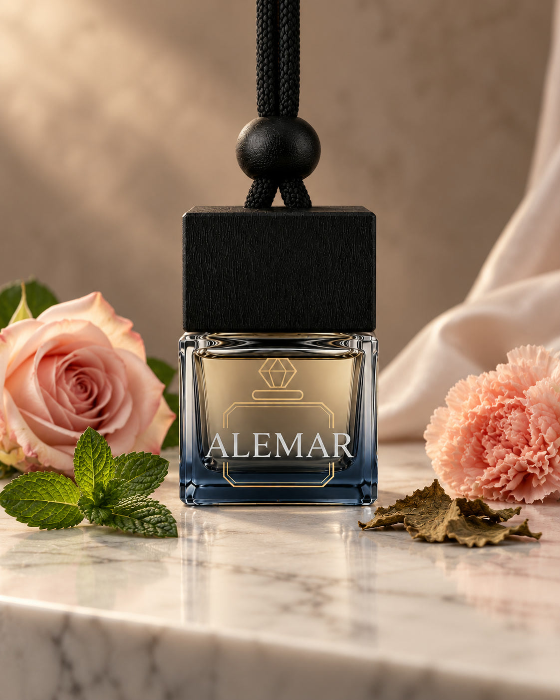 Alemar C020 floral hanging car diffuser 8ml scented with mint and rose