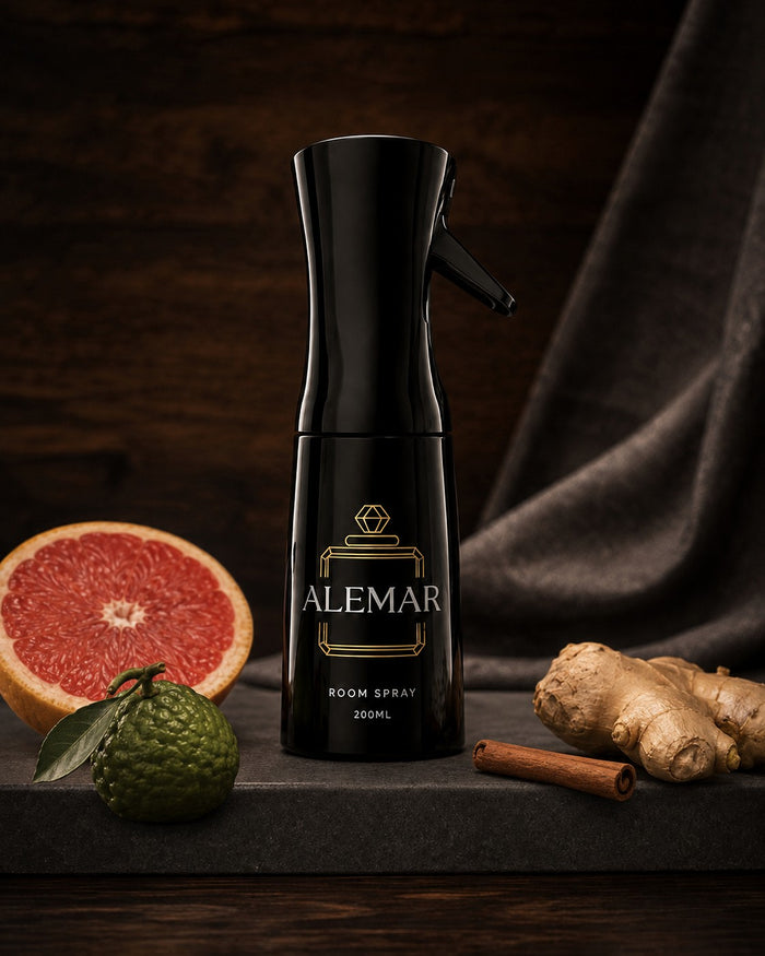 Alemar R002 woody room spray 200ml bottle scented with grapefruit and ginger