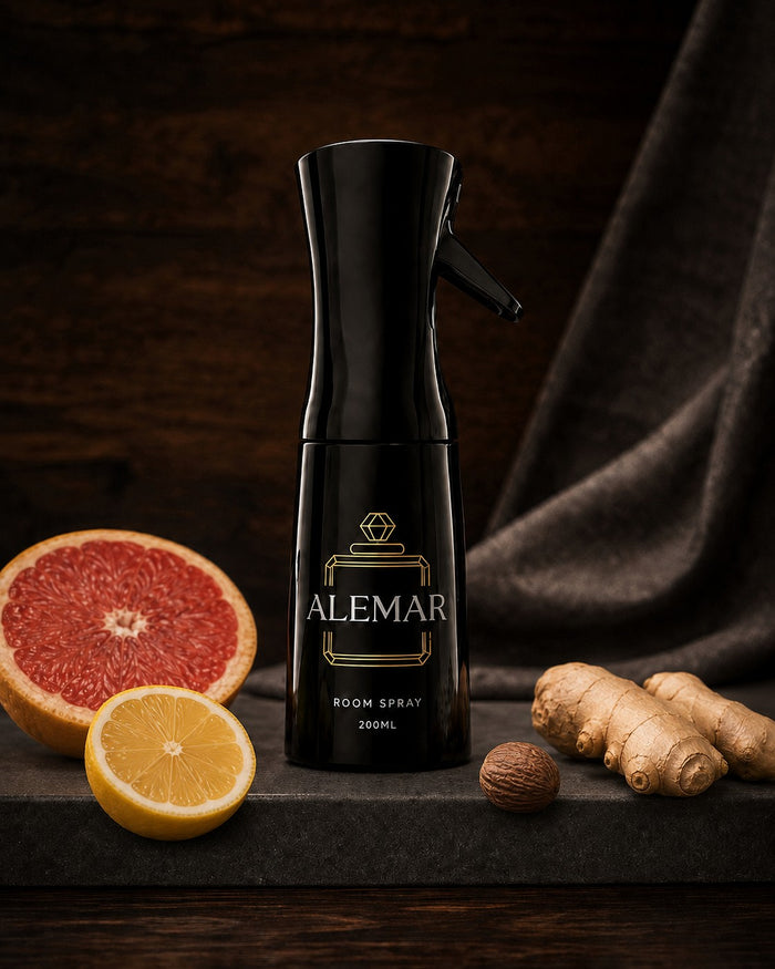 Alemar R003 woody room spray 200ml bottle scented with grapefruit and sandalwood