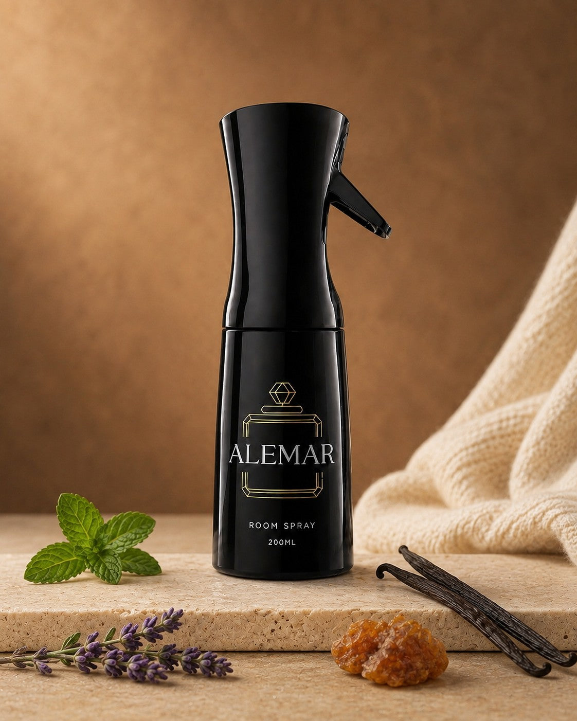 Alemar R006 gourmand room spray 200ml bottle scented with lavender and vanilla