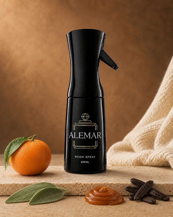 Alemar R007 gourmand room spray 200ml bottle scented with caramel and tonka bean
