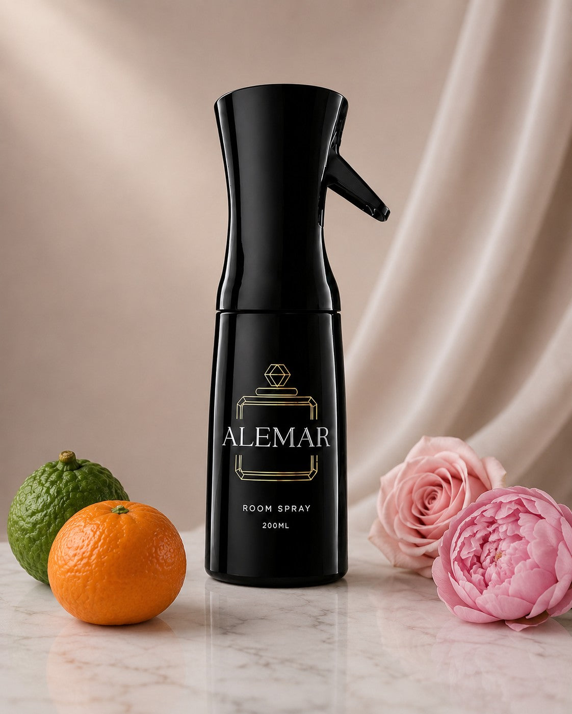 Alemar R011 floral room spray 200ml bottle scented with rose and peony