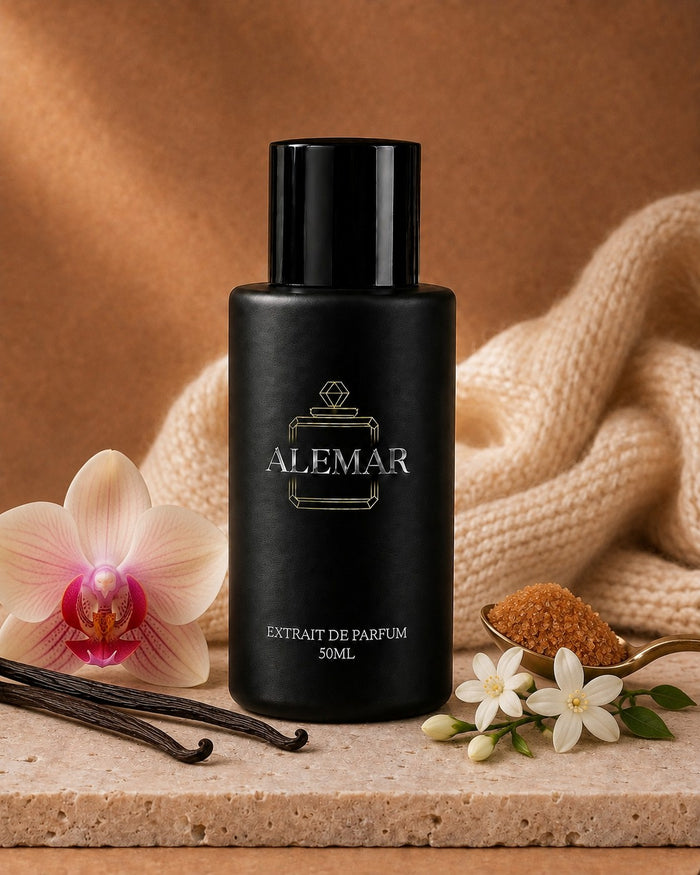 Alemar P015 gourmand extrait de parfum 50ml bottle scented with vanilla and brown sugar