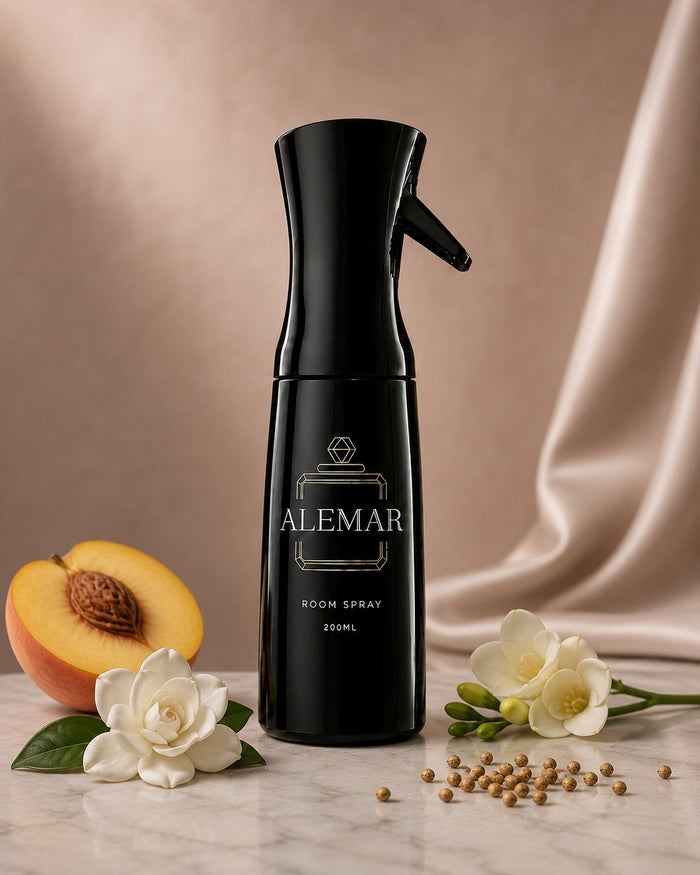 Alemar R017 floral room spray 200ml bottle scented with peach and gardenia