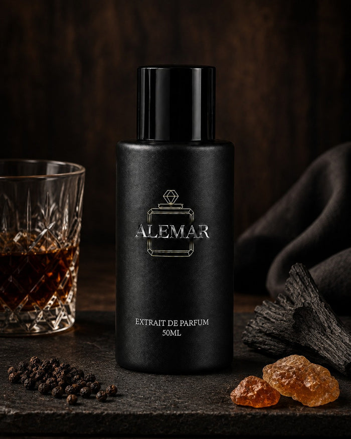Alemar P021 woody extrait de parfum 50ml bottle scented with bourbon and black pepper