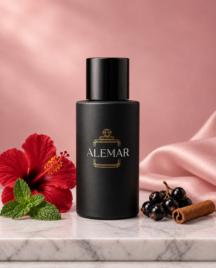 Alemar P038 floral extrait de parfum 50ml bottle scented with hibiscus and cassis