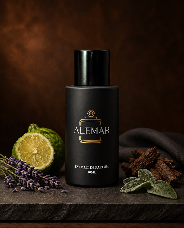 Alemar P039 woody extrait de parfum 50ml bottle scented with praline and oud